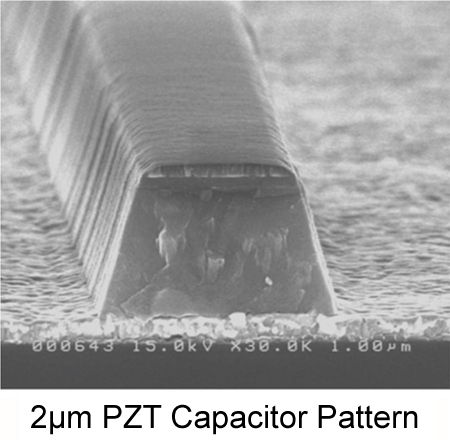 2μm 폭 PZT Capacitor Pattern