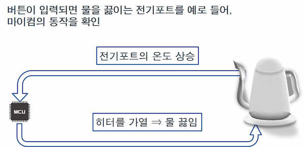 버튼 입력으로 물을 끓이는 전기포트를 예로 들어 마이컴 내부의 동작 확인