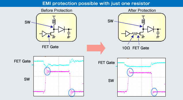 EMI protection possible with just one resistor